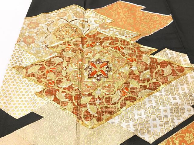 平和屋着物■豪華黒留袖　駒刺繍　松皮菱花文　金彩　正絹　逸品　CABK9713xe