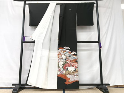 平和屋着物■豪華黒留袖　作家物　飛鶴花文　金彩　正絹　逸品　CABK9715xe
