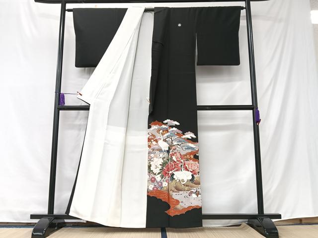 平和屋着物■豪華黒留袖　作家物　飛鶴花文　金彩　正絹　逸品　CABK9715xe