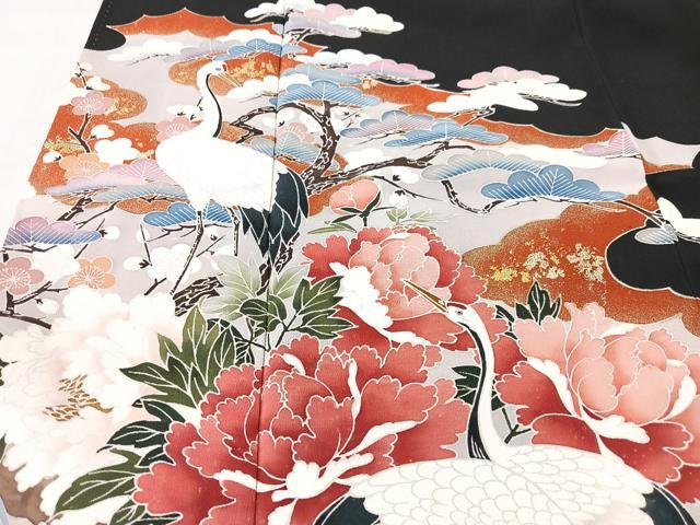 平和屋着物■豪華黒留袖　作家物　飛鶴花文　金彩　正絹　逸品　CABK9715xe