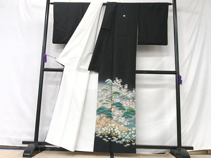 平和屋着物■豪華黒留袖　作家物　風景花鳥文　暈し染め　正絹　逸品　CABK9716xe