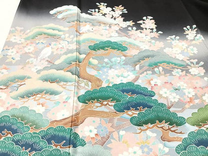 平和屋着物■豪華黒留袖　作家物　風景花鳥文　暈し染め　正絹　逸品　CABK9716xe