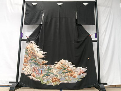 平和屋着物■豪華黒留袖　作家物　風景文　金彩　正絹　逸品　未使用　CABK9717xe