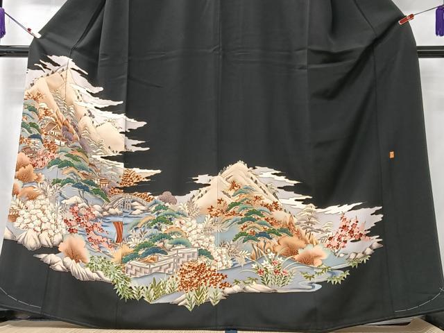 平和屋着物■豪華黒留袖　作家物　風景文　金彩　正絹　逸品　未使用　CABK9717xe
