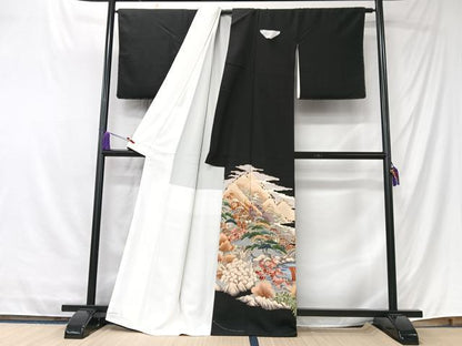 平和屋着物■豪華黒留袖　作家物　風景文　金彩　正絹　逸品　未使用　CABK9717xe