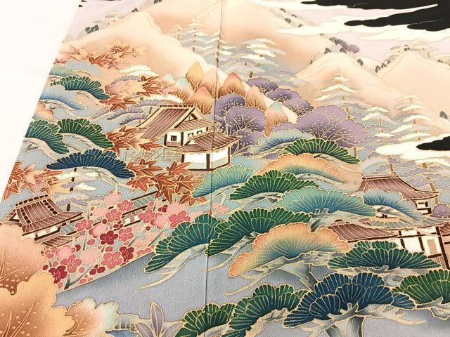 平和屋着物■豪華黒留袖　作家物　風景文　金彩　正絹　逸品　未使用　CABK9717xe