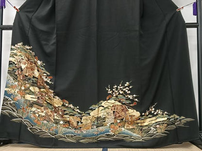 平和屋着物■豪華黒留袖　立波吉祥花文　金彩　正絹　逸品　CABK9719xe