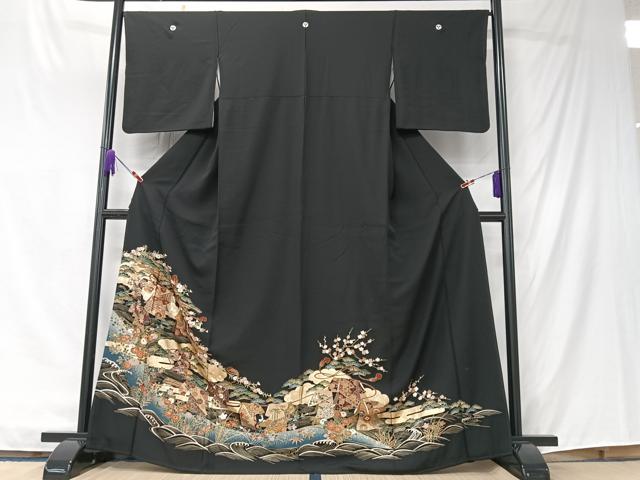 平和屋着物■豪華黒留袖　立波吉祥花文　金彩　正絹　逸品　CABK9719xe
