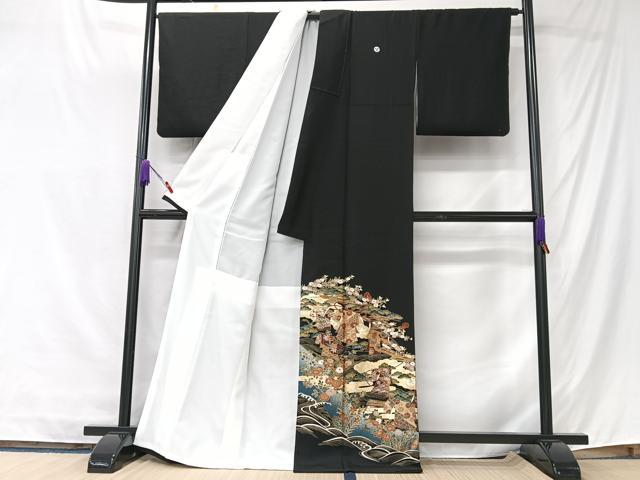 平和屋着物■豪華黒留袖　立波吉祥花文　金彩　正絹　逸品　CABK9719xe