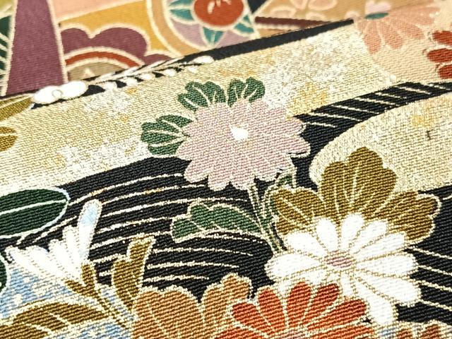 平和屋着物■豪華黒留袖　立波吉祥花文　金彩　正絹　逸品　CABK9719xe