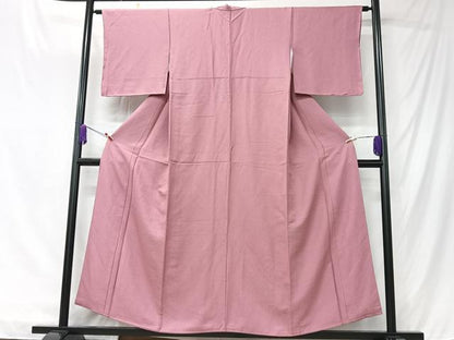 平和屋着物■上質な色無地　霞地紋　退紅色　正絹　逸品　未使用　CABK9721xe
