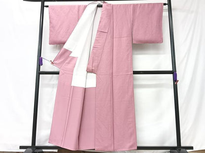 平和屋着物■上質な色無地　霞地紋　退紅色　正絹　逸品　未使用　CABK9721xe