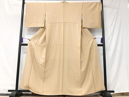 平和屋着物■上質な色無地　霞地紋　卵色　正絹　逸品　CABK9725xe