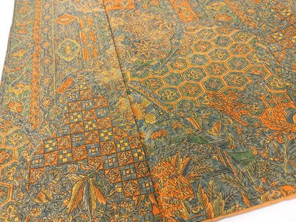 平和屋着物■上質な小紋　更紗花文　正絹　逸品　CABK9727xe