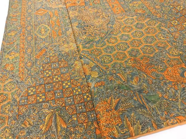平和屋着物■上質な小紋　更紗花文　正絹　逸品　CABK9727xe