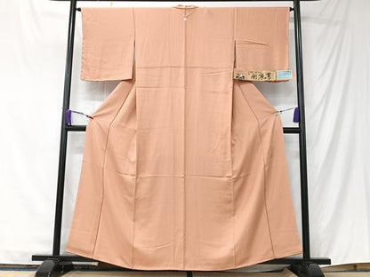 平和屋着物■上質な色無地　作家物　堅牢草木染　赤香色　反端付き　正絹　逸品　未使用　CABK9730xe