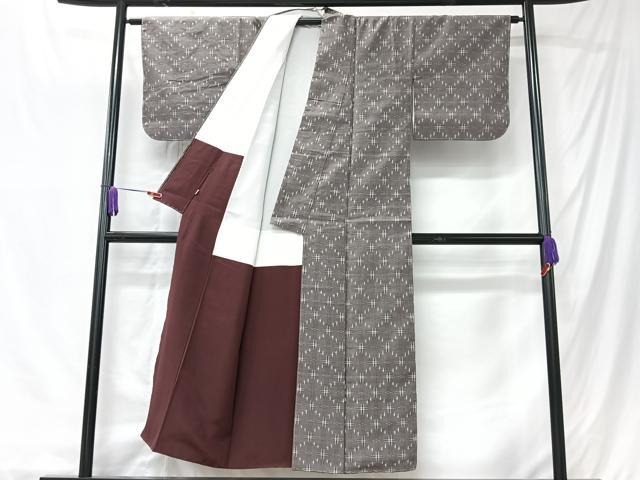 平和屋着物■上質な紬　井桁絣　松坂屋扱い　正絹　逸品　未使用　CABK9732xe