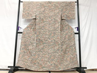 平和屋着物■上質な小紋　人物風景文　鬼しぼ縮緬　正絹　逸品　未使用　CABK9736xe