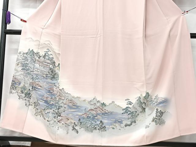 平和屋着物■訪問着　遠山風景文　暈し染め　金彩　正絹　逸品　CABK9738xe