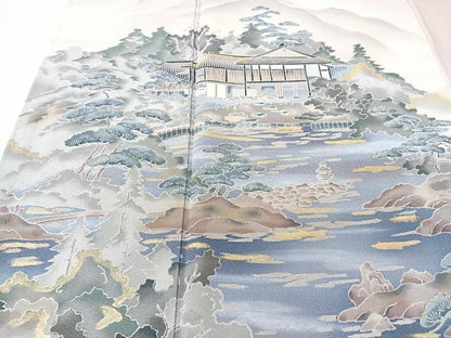 平和屋着物■訪問着　遠山風景文　暈し染め　金彩　正絹　逸品　CABK9738xe