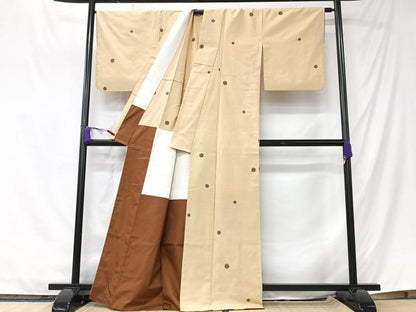平和屋着物■上質な紬　丸文　胴抜き仕立て　正絹　逸品　CABK9742xe