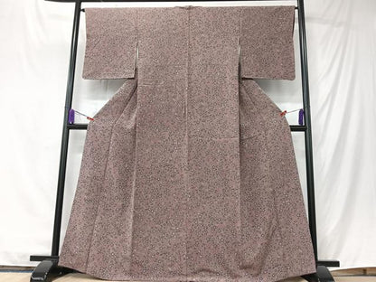 平和屋着物■上質な小紋　草花文　鬼しぼ縮緬　正絹　逸品　CABK9743xe