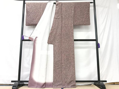 平和屋着物■上質な小紋　草花文　鬼しぼ縮緬　正絹　逸品　CABK9743xe