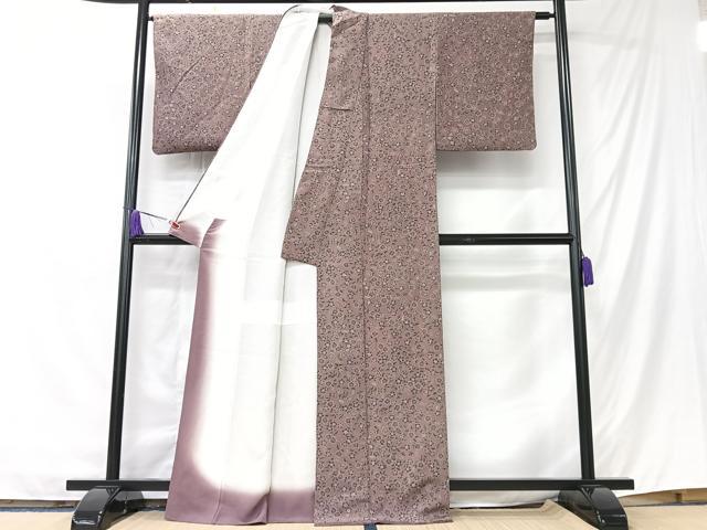 平和屋着物■上質な小紋　草花文　鬼しぼ縮緬　正絹　逸品　CABK9743xe