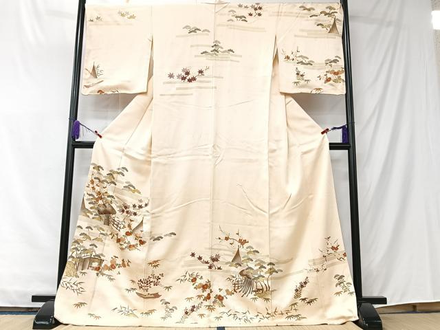 平和屋着物■訪問着　風景文　金彩　ロング丈　正絹　逸品　CABK9749xe