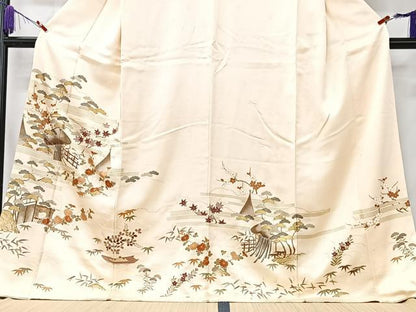 平和屋着物■訪問着　風景文　金彩　ロング丈　正絹　逸品　CABK9749xe