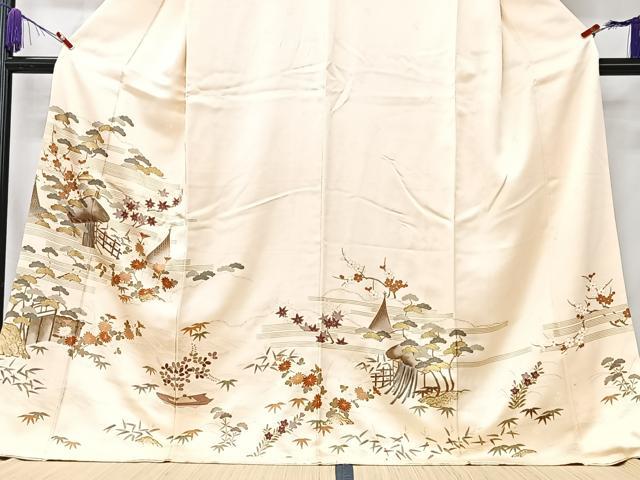 平和屋着物■訪問着　風景文　金彩　ロング丈　正絹　逸品　CABK9749xe