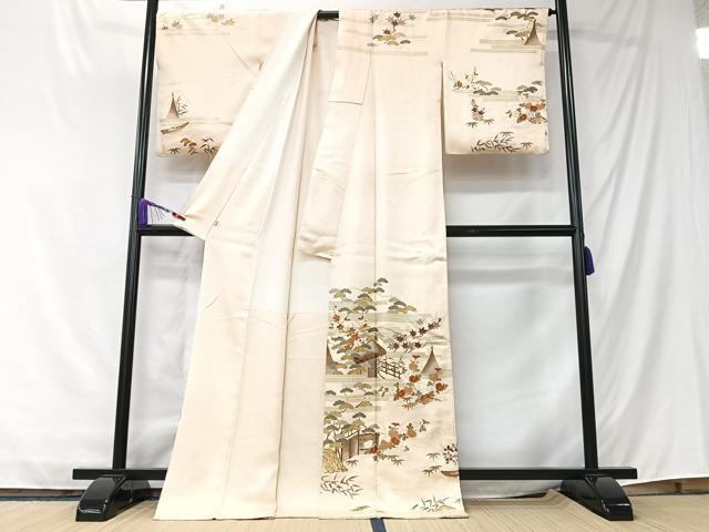 平和屋着物■訪問着　風景文　金彩　ロング丈　正絹　逸品　CABK9749xe