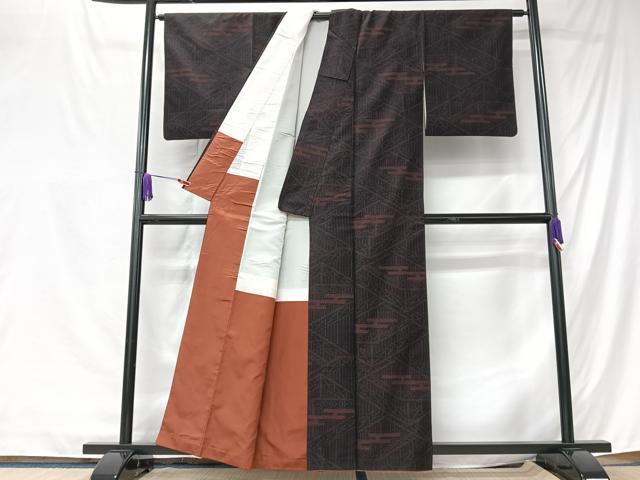 平和屋着物■上質な紬　80亀甲　エ霞文　正絹　逸品　CABK9752xe