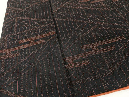 平和屋着物■上質な紬　80亀甲　エ霞文　正絹　逸品　CABK9752xe