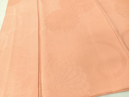 平和屋着物■上質な色無地　舞菊地紋　杏色　正絹　逸品　CABK9754xe