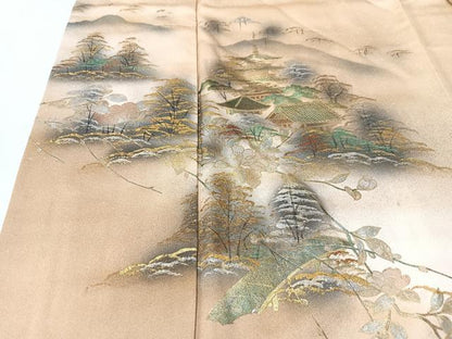平和屋着物■訪問着　風景文　暈し染め　金彩　正絹　逸品　CABK9758xe