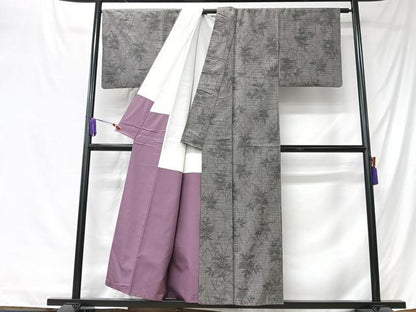 平和屋着物■上質な紬　草花文　正絹　逸品　CABK9759xe