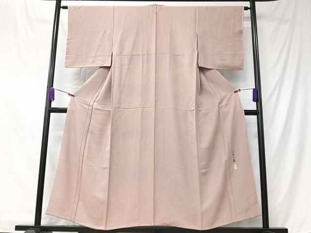 平和屋着物■本加賀友禅作家　押田正義監修　色無地　紗綾形地紋　赤香色　正絹　逸品　未使用　CABK9760xe