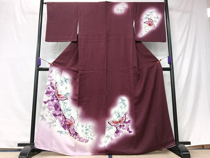 平和屋着物■訪問着　手描き　花蝶文　暈し染め　正絹　逸品　CABK9761xe