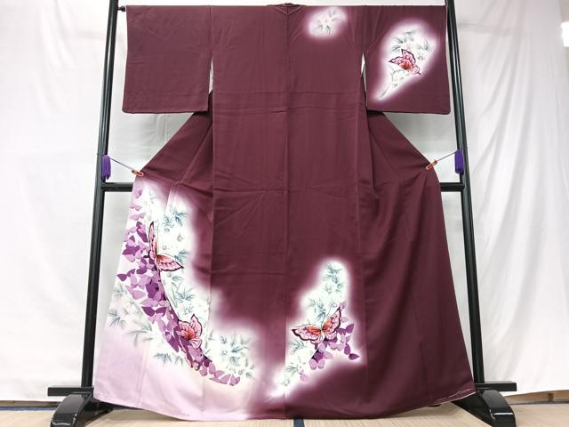 平和屋着物■訪問着　手描き　花蝶文　暈し染め　正絹　逸品　CABK9761xe