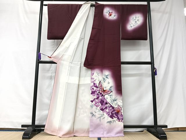 平和屋着物■訪問着　手描き　花蝶文　暈し染め　正絹　逸品　CABK9761xe