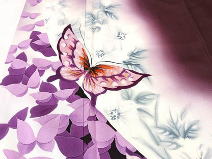 平和屋着物■訪問着　手描き　花蝶文　暈し染め　正絹　逸品　CABK9761xe