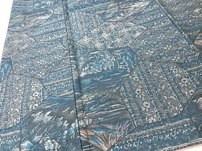 平和屋着物■上質なお召　切嵌更紗花文　正絹　逸品　CABK9763xe