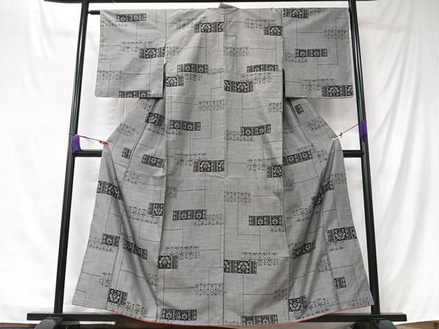 平和屋着物■本場大島紬　9マルキ　横段花文　正絹　逸品　未使用　CABK9765xe