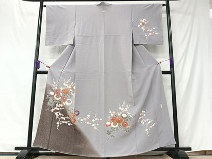 平和屋着物■訪問着　作家物　枝花文　暈し染め　金彩　正絹　逸品　CABK9769xe