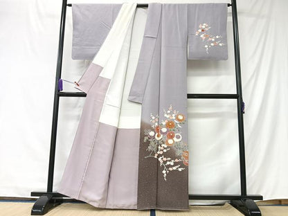 平和屋着物■訪問着　作家物　枝花文　暈し染め　金彩　正絹　逸品　CABK9769xe
