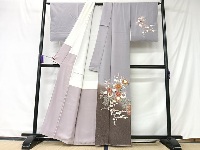 平和屋着物■訪問着　作家物　枝花文　暈し染め　金彩　正絹　逸品　CABK9769xe