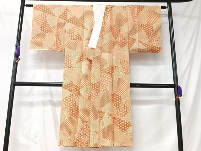 平和屋着物■長襦袢　無双仕立て　切嵌麻の葉文様　正絹　逸品　CABK9781xe