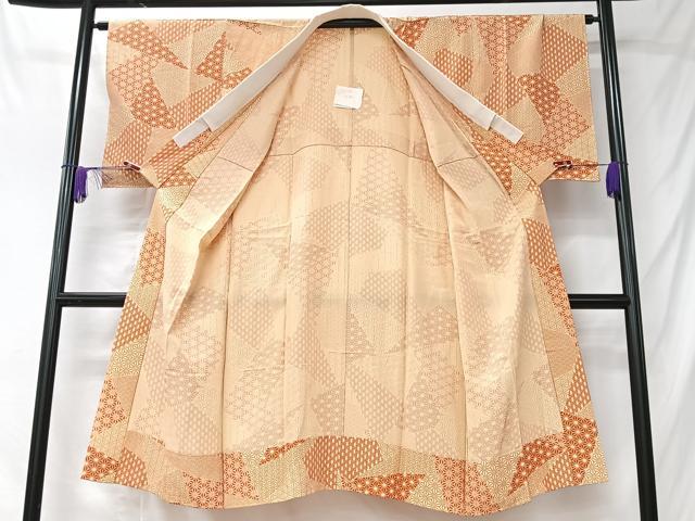 平和屋着物■長襦袢　無双仕立て　切嵌麻の葉文様　正絹　逸品　CABK9781xe
