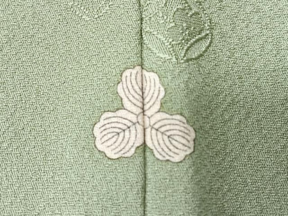 平和屋着物■本草木染作家　圓啓　色無地　七宝花地紋　苗色　正絹　逸品　CABK9787xe